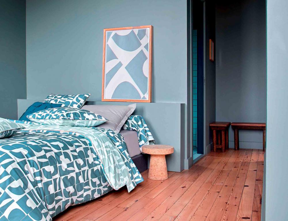 Linge de lit CRAFT bleu paon